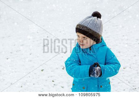 Portrait of little toddler boy on autumn day