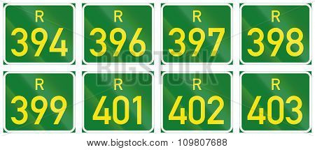 Collection Of South African Regional Route Signs