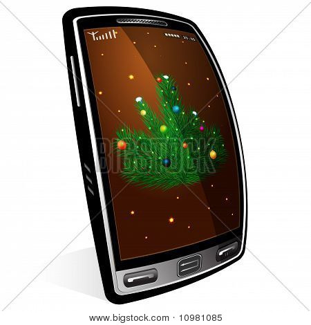 Mobilní telefon a borovice