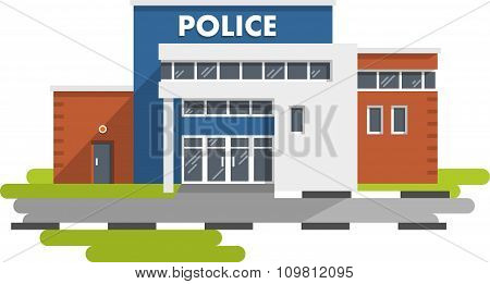 Police station building on white background