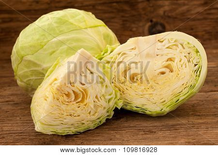 Head of cabbage and cut cabage