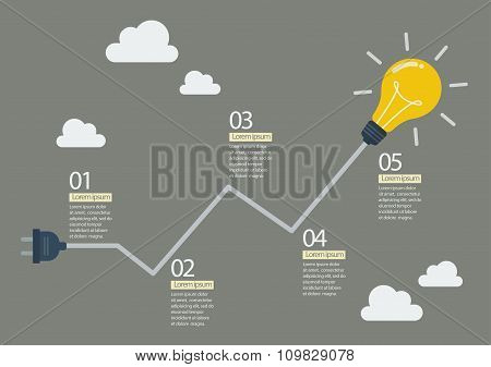 Light Bulb With Abstract Graph Infographic