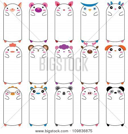 animals outlined frames clip art set