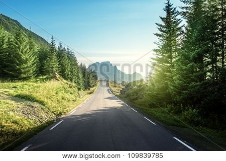 road in mountain, Lofoteb iskands, Norway
