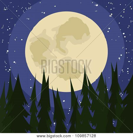 full moon night at woods