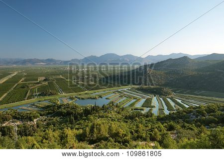 Panorama of Dinaric Mountains Alps sun sunset dawn Nature background Nature landscape Nature background sky colors vibrant Nature background Travel Tourism hiking Adventure Mount Nature valley Croatia sunrise Nature background Summit Peaks mountain.