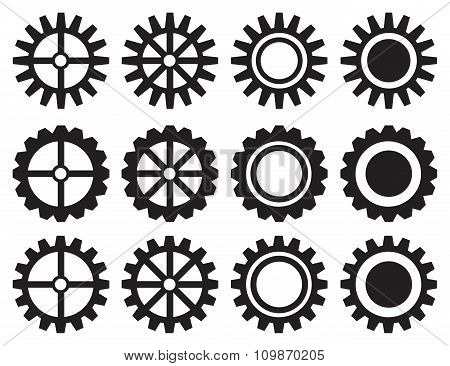 Industrial Toothed Wheels Vector Icon Set