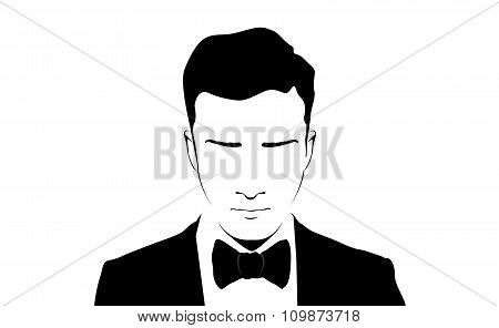 Illustration of Man with Black Suit