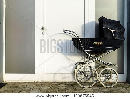 Retro Style Stroller Baby Carriage Outdoors