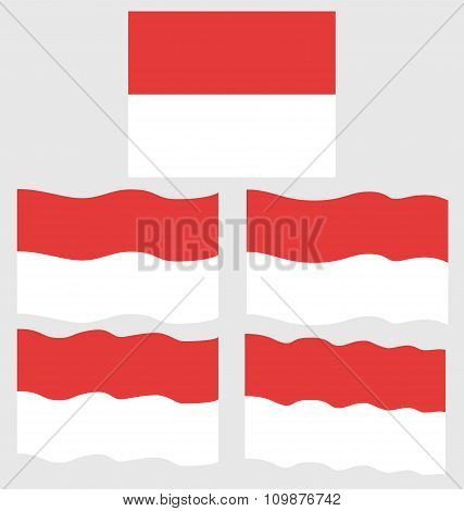 Flat And Waving Flag Of Monaco