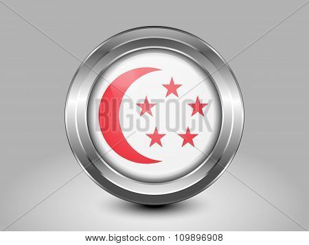Singapore Variant Flag. Metal Round Icon