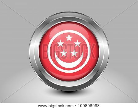 Singapore Variant Flag. Metal Round Icon