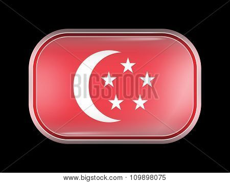 Singapore Variant Flag. Rectangular Shape With Rounded Corners