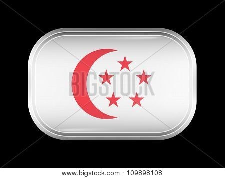 Singapore Variant Flag. Rectangular Shape With Rounded Corners