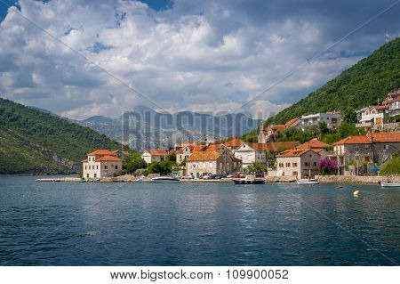 Landscape on ferry way in the Bay of Kotor