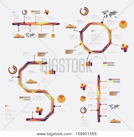Time line infographic set of grphics. Vector illustration symbols set.