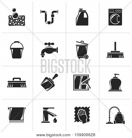 Black Cleaning and hygiene icons