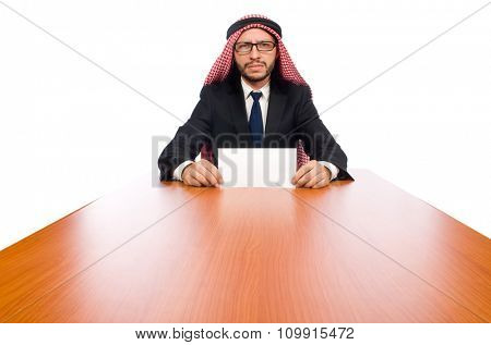 Arab businessman isolated on white
