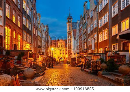 Mariacka street and gate, Gdansk Old Town, Poland