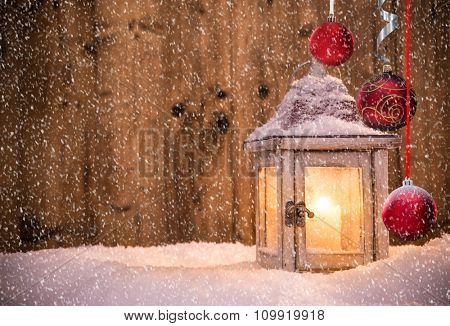 Abstract Christmas background with shining antern