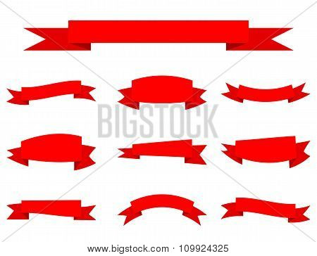 Set Of Red Ribbon Banners