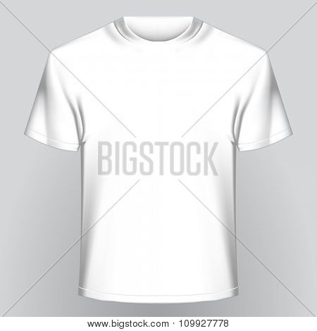 White empty t-shirt on gray background. Easy template to insert any of your image. Vector illustration