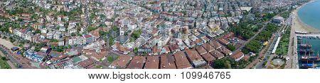 Cityscape panorama of Alania resort city at summer sunny day. Aerial view videoframe