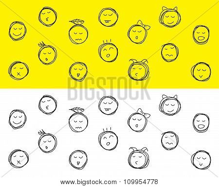 Drawing set of cartoon different emotions- Stock Illustration