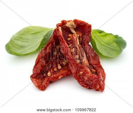 Dried tomatoes isolated on white background cutout