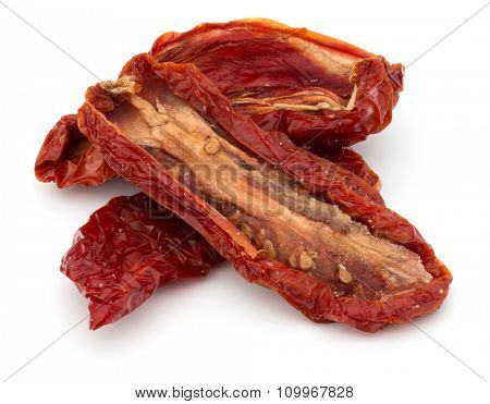 Dried tomatoes isolated on white background cutout