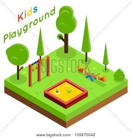 Kids playground isometric flat vector