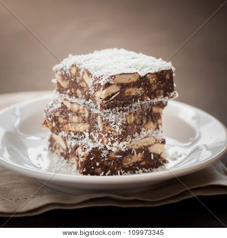 Chocolate Coconut Slice With Biscuits