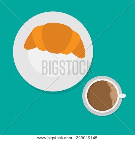 breakfast concept with croissant and coffee.morning food