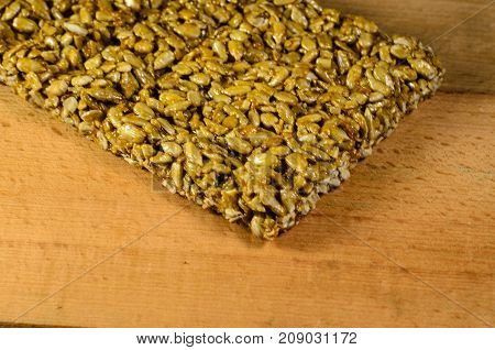Brittles With Sunflower Seeds On The Wooden Table