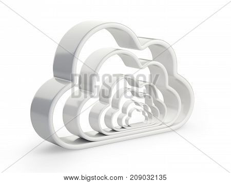 Cloud computing and database - combined symbol. Isolated 3D illustration isolated on w hite background.