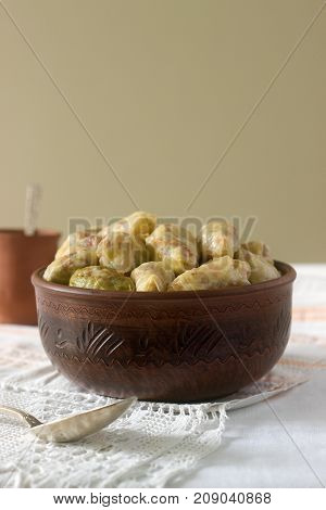 Cabbage Rolls With Meat, Rice And Vegetables. Dolma, Sarma, Sarmale, Golubtsy Or Golabki.