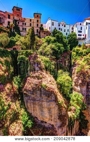 Ronda, Spain, a landscape with the Tajo Gorge.