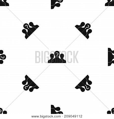 Group of people with unknown personality pattern repeat seamless in black color for any design. Vector geometric illustration