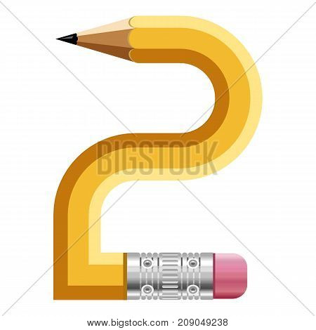 Number two pencil icon. Cartoon illustration of number two pencil vector icon for web