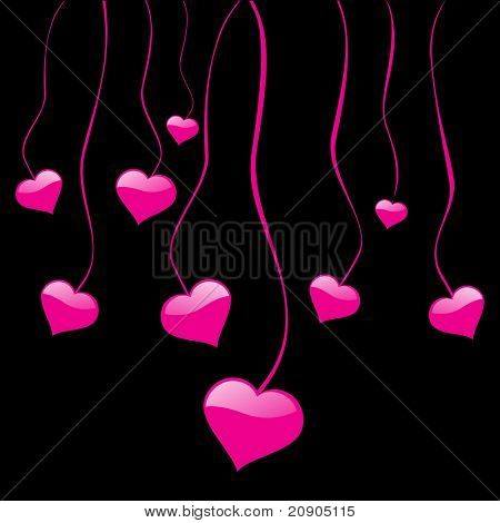hängande hjärtan i rosa färg vektor illustration