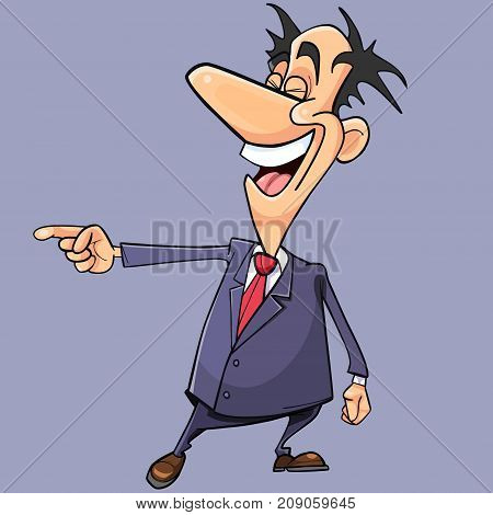 cartoon man in a suit and tie scoffs pointing his finger