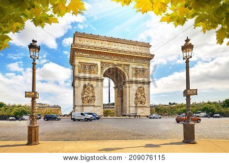 Famous Arc de Triomphe in Paris Place Charles de Gaulle
