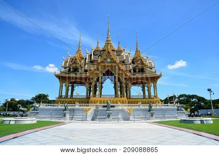 BANGKOK THAILAND - SEPTEMBER 19 2017 : Barom Mangalanusarani Pavillian in the area of Ananta Samakhom Throne Hall