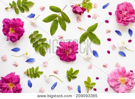 Romantic Flat Lay Floral Background
