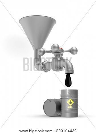 concept oil production on white background. Isolated 3D illustration