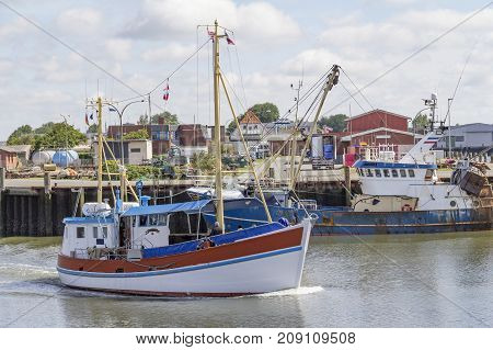 Harbour scenery in Buesum around Dithmarschen in Schleswig-Holstein located in Germany