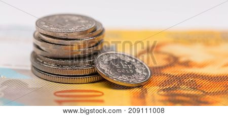 Close Up Picture Of Swiss Franc.