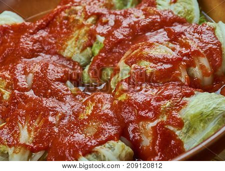 Holubky - Slovak Stuffed Cabbage.  close up