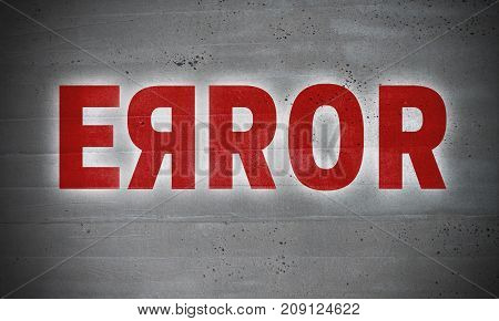 Error on concrete wall background picture concept