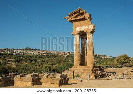 Temple Of Castor And Pollux One Of The Greeks Temple Of Italy, Magna Graecia. The Ruins Are The Symb